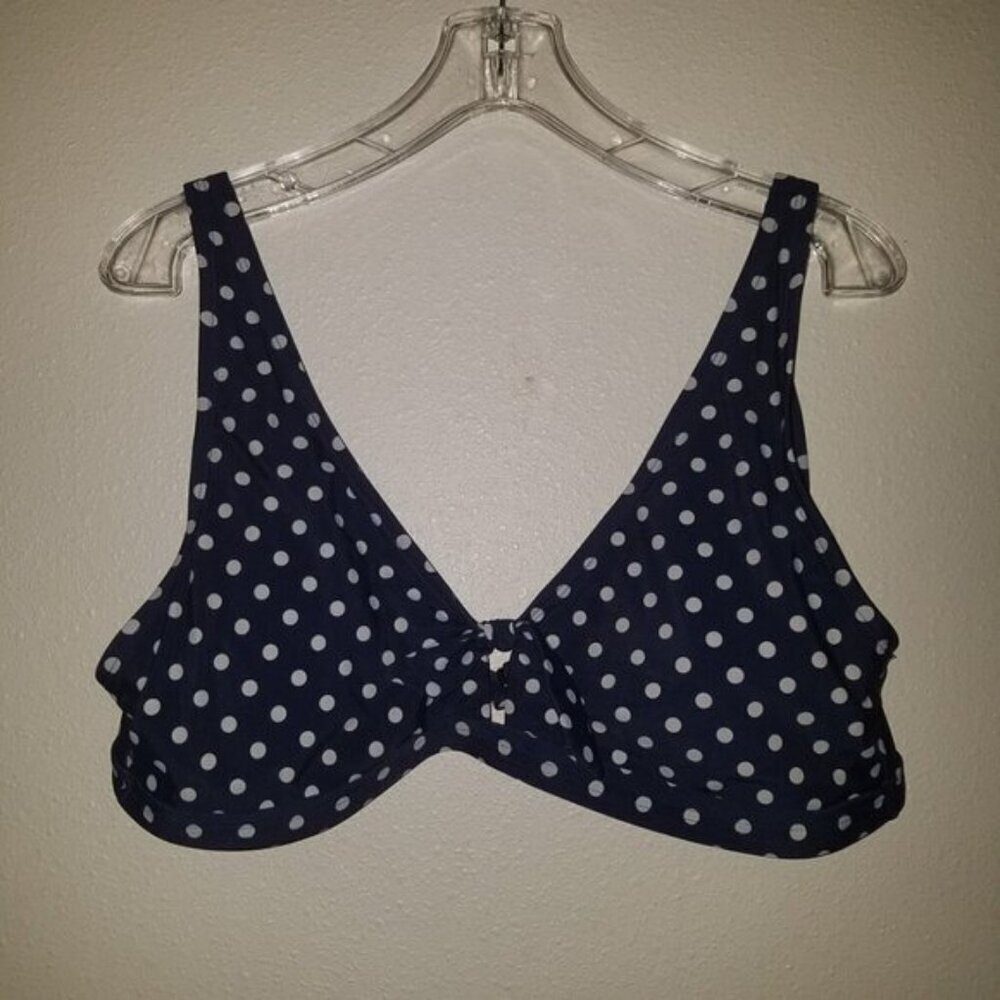 Peyton & Parker Bikini TOP ONLY Blue White Polka Dots XXL